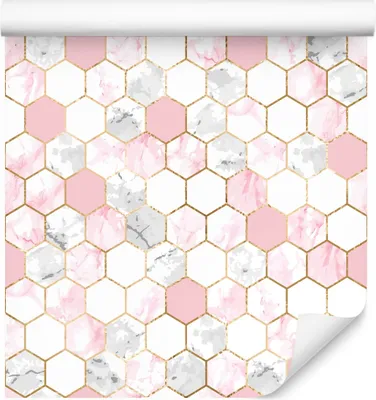 Obrázek produktu pro 10m role VLIES WALLPAPER mladistvý ROSA mramorový mozaikový ornament 6511