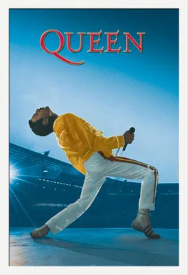 Immagine prodotto di Queen - Poster - Live at Wembley + cornice rimovibile, Shinsuke® Maxi MDF bianco, disco acrilico