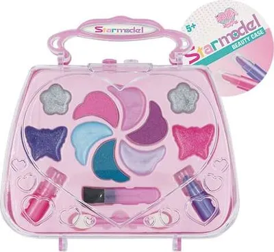 Produktbild von Schminkkoffer Starmodel kompakt und handlich, mit Pinsel, Lippenstift, Lipgloss und Lidschatten