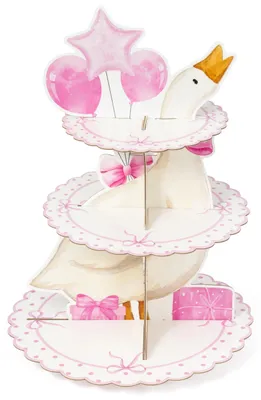Image de Support à cupcakes à 3 niveaux - Présentoir rond pour gâteaux - Rose - 3 étages