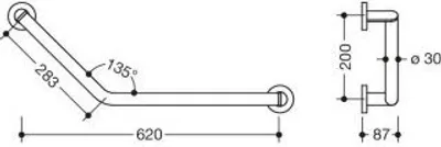 Produktbild von HEWI 900.22.33060 SC Winkelgriff 135 Gr, d:30,