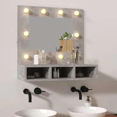 Produktbild von The Living Store Spiegelschrank mit LED Betongrau 60x31,5x62 cm