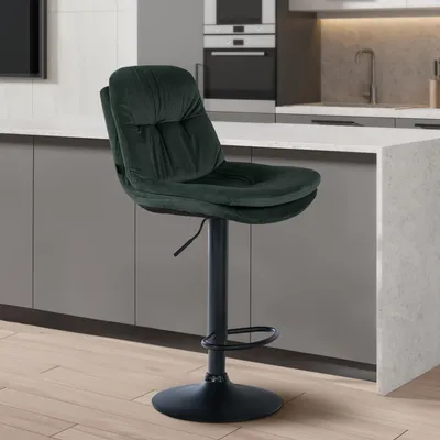 Produktbild von Barhocker HLO-CP325 Samt schwarz  dunkelgrün