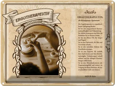 Produktbild von vianmo Blechschild 30x40 cm Ergotherapeutin emphathisch Beruf Arbeit