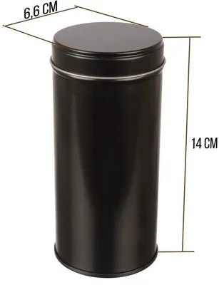 Zdjęcie produktu dla 4 eleganckie pojemniki na herbatę/przyprawy, wyposażone w pokrywkę chroniącą aromat, wykonane z metalu, przeznaczone na 100g herbaty Earl Grey każdy | wymiary: 14 x 6,6 cm (wysokość, średnica) | idealne również jako pojemniki na zioła