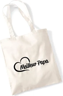 Produktbild von Huuraa Jutebeutel Meilleur Papa Cœur 10 Liter Natural Baumwolle Tasche Geschenkidee