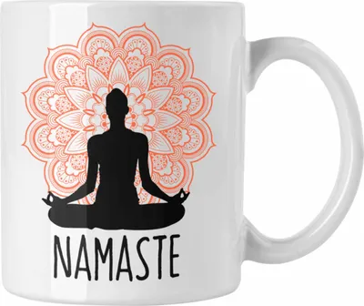 Produktbild von Trendation - Meditations-Tasse Inspirierendes Geschenk für Meditationliebhaber Namaste (Weiß)
