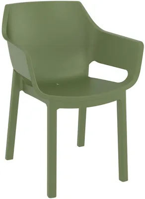Produktbild von CLP Gartenstuhl stapelbar Dora, wetterfest und platzsparend, Sitz aus Kunststoff oliv
