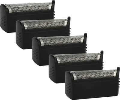 Produktbild von vhbw 5x Scherfolie kompatibel mit Braun 2040, 2060, 2035, 1509, 1512, 1507s, 1508, 1013, 1013s, 1008, 1012 Elektrorasierer + Rahmen, schwarz/silber