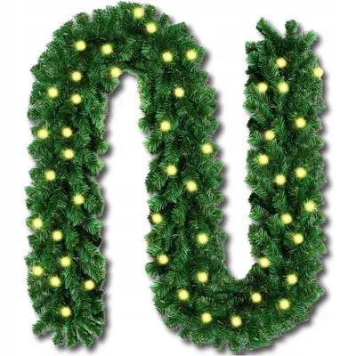 Obrázok produktu pre Vianočná girlanda 300 cm s 50 LED a 180 vetvičkami, umelá zelená dekorácia