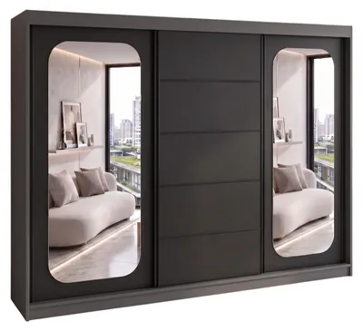 Produktbild von BELANO Schwebetürenschrank 200 cm mit Spiegel – Kleiderschrank mit Schiebetüren, Innenausstattung:  Premium