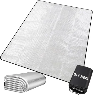 Imagen del producto de Alfombrilla aislante de aluminio, 150 x 200 cm, plegable, ultraligera, impermeable, para camping