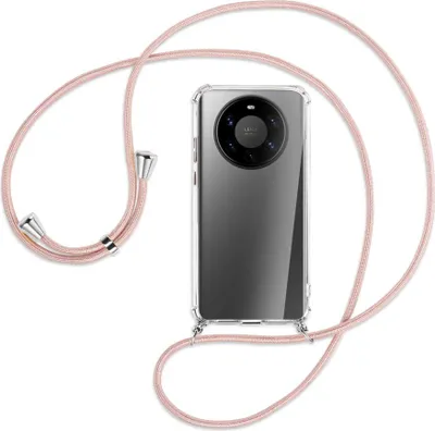 Produktbild von Handykette Backcover-Schutzhülle mit Band (Metall silberfarben) für Huawei Mate 40 Pro Plus - roségold