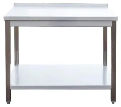 Immagine prodotto di Tavolo da lavoro in acciaio inossidabile con bordo saldato - Profondità 800 mm - con base inferiore - acciaio inossidabile AISI 304