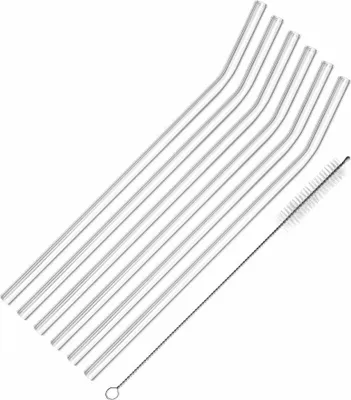 Produktbild von Westmark 6 Trinkhalme »Glas Knick« gebogen, 200 mm + Reinigungsbürstc, 62642260