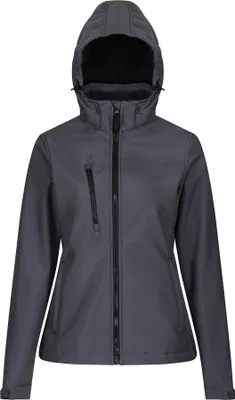 Image de Regatta - Veste softshell à capuche « Venturer » pour femmes FK2937 (42 DE) (gris moyen/noir)