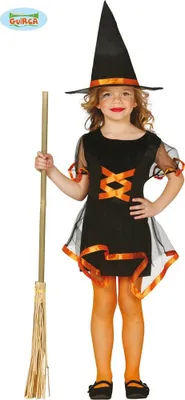 Produktbild von Hexen Kleid für Mädchen orange Gr. 110-146, Größe:128/134