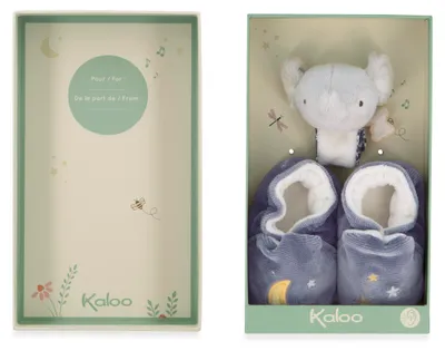 Immagine prodotto di Set regalo Kaloo per bambini elefante - braccialetto e scarpine con suono - stimola i sensi del bambino