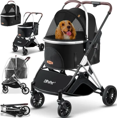Produktbild von LOVPET® Hundewagen 3in1 Hundebuggy Hundebox Transporttasche 360° Große Räder Faltbar klappbar Haustiere Buggy mit Netzfenstern & Regenschutzabdeckung Jogger Katzenbuggy für kleine Hunde Katzen