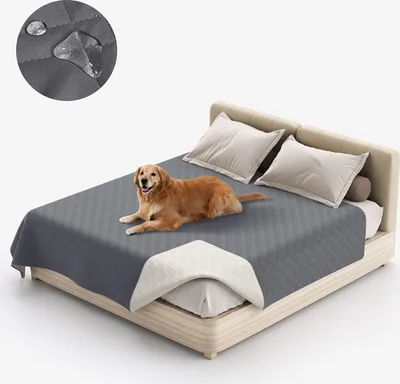 Produktbild von Wasserdichtes Gesteppt Bettüberwurf Haustier Tagesdecke Bettdecken Überdecken Steppdecke Sofa Bett Decken, Grau, 172*208cm
