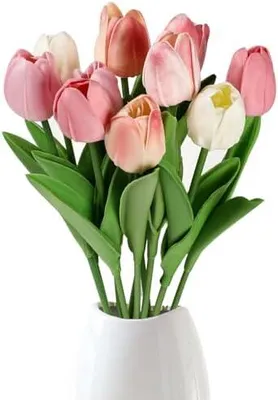 Produktbild von Tulpen Künstlich Wie Echt Kunstblumen Wie Echt Künstliche Blumen Tulpen Blumenstrauß Fake Blumen Kunsttulpen Artificial Flowers Plastik Kunst Tulpe Unechte Artificial Tulips zur Dekoration
