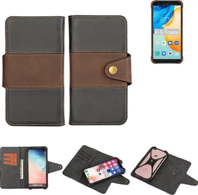 Produktbild von K-S-Trade Handyhülle Schutzhülle Hülle Bookstyle Wallet-Case kompatibel mit Blackview BV4900 Pro Bumper Rundumschutz schwarz-braun 1x