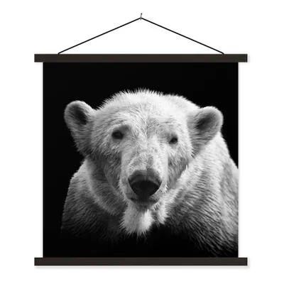 Produktbild von MuchoWow® Textilposter Eisbär - Tier - Schwarz - Weiß 90x90 cm mit schwarzem Rahmen - Magnetisches