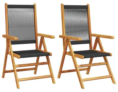 Image de Chaise pliante de jardin - Lot de 2 - Chaise de jardin - Chaise de balcon - Chaise pliante - Chaise en bois - Dossier réglable