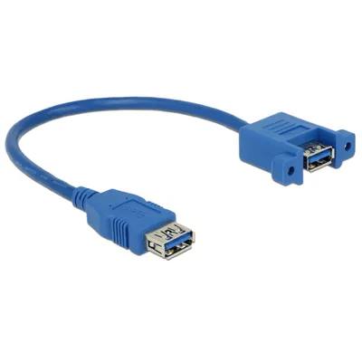 Produktbild von DeLOCK 0.25m 2xUSB3.0-A, 0,25 m, USB A, USB A, USB 3.2 Gen 1 (3.1 Gen 1), Weiblich/Weiblich, Blau