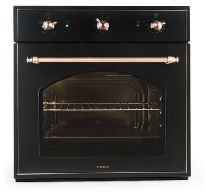 Produktbild von Klarstein Vilhelmine - Einbau-Backofen, Elektrobackofen, 55 Liter Volumen, Vintage-Design, 3 Betriebsfunktionen, Ober- Unterhitze, Garzeit-Timer, Edelstahl, schwarz-kupfer