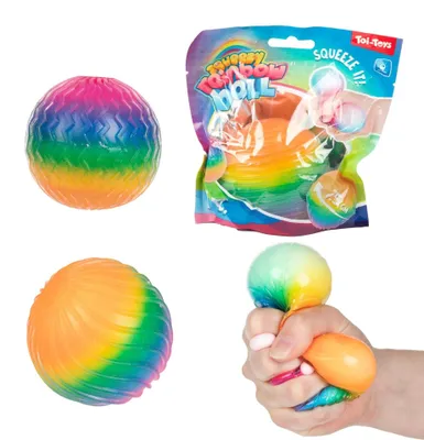 Produktbild von Toi-toys lustiger, strukturierter Quetschball aus geripptem Regenbogenschaumstoff, 7 cm