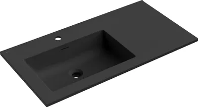 Produktbild von Mexen Otis Waschbecken links in die Arbeitsplatte eingebaut 91 x 46,5 cm, schwarz matt - 25189071L