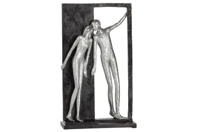 Produktbild von Gilde Figur "In deiner Nähe" silberfarbenes Paar, Rahmen + Base schwarz L= 6,5 cm B= 16,0 cm H= 27,0 cm 36809