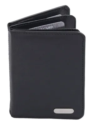 Produktbild von schwarzes hochwertiges Leder-Kartenetui mit 2 Klappen