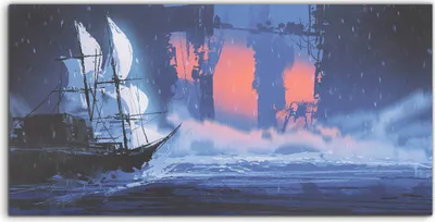 Produktbild von Coloray Canvas 140x70  Wandbild Leinwand Bilder Segelschiff auf Meereswelle