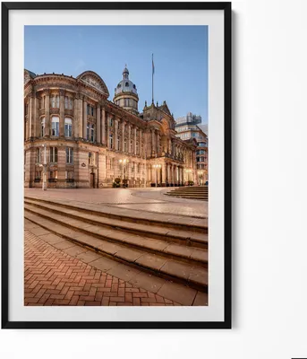 Produktbild von Rathaus von Birmingham, England– Wandbild mit Rahmen – Gerahmtes Bild  – Wanddekoration – 70x100 cm –  Schwarz Rahmen