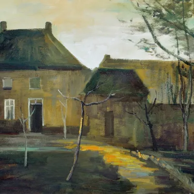 Produktbild von Vincent Van Gogh Kunstdruck Bild - Das Pfarrhaus In Nuenen Bei Mondschein, 1885 (100 x 100 cm)