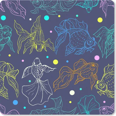 Produktbild von MuchoWow® Mauspad Mousepad Neon - Fisch - Pastell - Muster 20x20 cm - Mousepads - Maus Mat - Pad - Mausunterlage - Desk Mat - Bureauartikeln
