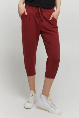 Image de Pantalon capri pour femmes b.young BYPANDINA Pantalon en tissu stretch mélangé coton, coupe confortable