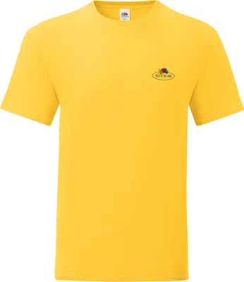 Produktbild von Fruit of the Loom Iconic 150 T-Shirt mit Vintage-Logo auf der Brust Farbe: sonnenblumengelb - Vintage-Logo klein Größe: M