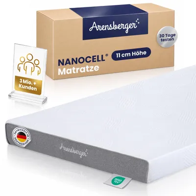 Immagine prodotto di ARENSBERGER LINA, materasso in schiuma di gel 180x200 cm - Schiuma di gel NANOCELL® da 11 cm - Durezza H3 - Traspirante - Rivestimento sfoderabile 240g/m²