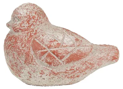 Produktbild von Clayre & Eef Dekorationsfigur Vogel 14x9x10 cm Grau Rot Stein