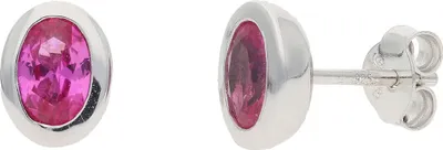Produktbild von JuwelmaLux Ohrstecker 925/000 Sterling Silber mit synth. pink Rubin JL39-06-0667