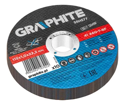 Obrázok produktu pre GRAPHITE 10-dielna sada rezných kotúčov 115 mm kov Rezné kotúče kovové tenké 115 X 1,0 X 22,2 mm