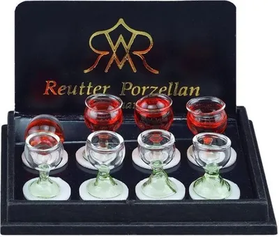 Produktbild von 8 Rotweingläser als Miniatur – Porzellan für Puppenhaus