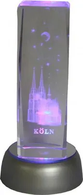 Produktbild von Kölner Dom Glas Cristal Laser Gravour Köln Dom LED beleuchtet 5x5x15 cm