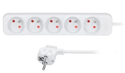 Obrázok produktu pre Solight Biely predlžovací kábel, 5 zásuviek, 3m PP42