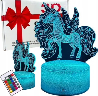 Immagine prodotto di Luce notturna Unicorno per bambini, illuminata, cavallo, lampada da tavolo + telecomando