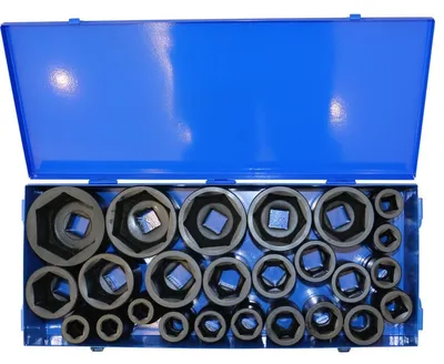 Produktbild von HBM Schlagschrauber-Steckschlüsselsatz, Sechskant 1 Zoll, 17–75 mm, 25-teilig