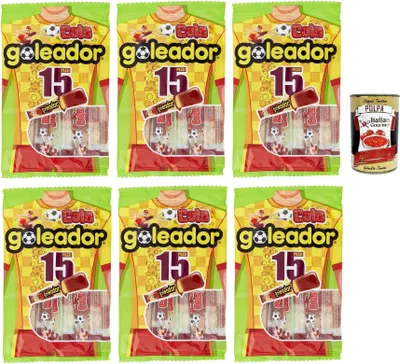 Produktbild von Goleador Cola Doppel Süßigkeit, gummiary Cola -Geschmack, 6x 120g, Süßigkeiten, die einzeln singen + Italian Gourmet polpa 400g